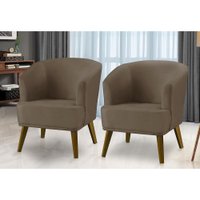 Kit 2 Poltronas Para Sala Decorativa Thais Suede Cappuccino Adonai Estofados