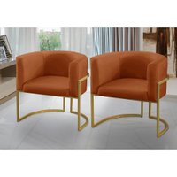 Kit 2 Poltronas para Sala Decorativa Tamires Base Ferro Veludo Terracota Adonai Estofados
