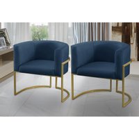 Kit 2 Poltronas para Sala Decorativa Tamires Base Ferro Veludo Azul Adonai Estofados