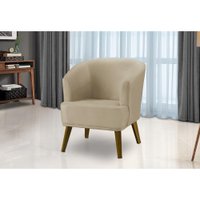 Poltrona Para Sala Decorativa Thais Suede Bege Adonai Estofados