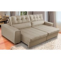 Sofá Retrátil e Reclinável 3 Lugares com Molas 2,30m Camila Suede Bege Adonai Estofados