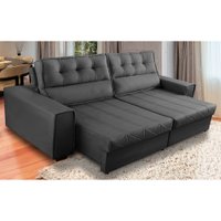 Sofá Retrátil e Reclinável 3 Lugares com Molas 2,30m Camila Suede Cinza Adonai Estofados