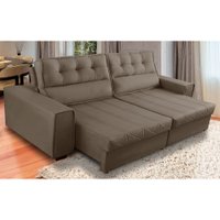 Sofá Retrátil e Reclinável 3 Lugares com Molas 2,10m Camila Suede Cappuccino Adonai Estofados