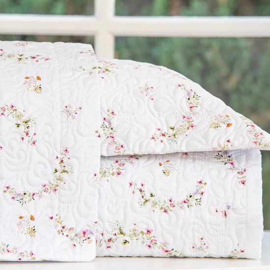 Colcha Trapuntada Casal Scavone 300 Fios Fiori