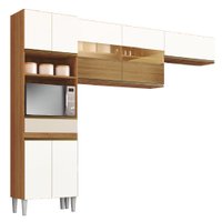 Armário de Cozinha Clara com Vidro Reflecta e Nicho para Micro-ondas 7 Portas Atacama / Off White Aramóveis