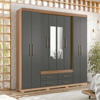 Guarda Roupa Napoles 8 Portas 158566EP Santos Andira Jatoba/Grafitte