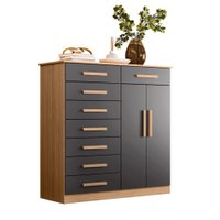 Cômoda Verona com 8 Gavetas e Cabideiro Albatroz 0820 - Nature/Titanium
