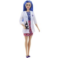 Boneca Barbie Profissões Cientista Cabelo Azul Jaleco Microscópio HCN11 Mattel