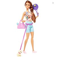 Boneca Barbie Bem Estar Dia de Spa Autocuidado Exercícios Cachorrinho e Acessórios HKT91 Mattel