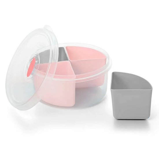 Pote Marmita Rosa Plasvale 4 Divisórias Removíveis 1L com Tampa Plástico para Lanche