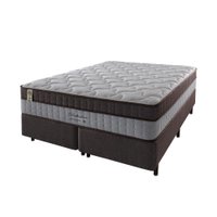 Cama Box King Marrom + Colchão Molas Ensacadas Suporte 200 kg Baltimore 193x203x71cm