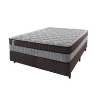 Cama Box Casal Marrom + Colchão Molas Ensacadas Suporte 200 kg Baltimore 138x188x71cm
