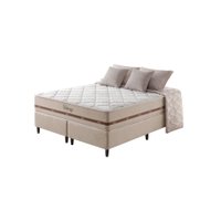 Cama Box Queen Bege + Colchão Molas Superlastic Bahamas 158x198x63cm