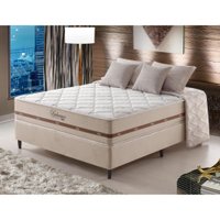 Cama Box Casal Bege + Colchão Molas Superlastic Bahamas 138x188x63cm