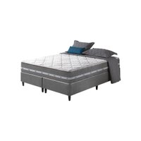 Cama Box King Cinza + Colchão Molas Ensacadas King Miami 193x203x63cm