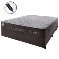 Conjunto Cama Box Casal Magnético Infravermelho Massageador Molas Ensacadas Memphis 138x188x67cm Marrom