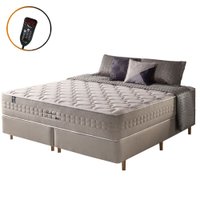 Cama Box Queen Fendi Mais Colchão Molas Ensacadas Magnético Massageador e Bio Quântico Phoenix 158cm Bege