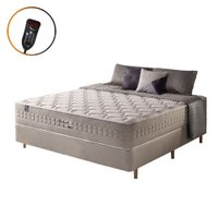 Cama Box Casal Mais Colchão Molas Ensacadas Magnético Massageador e Quântico Phoenix 138cm Bege