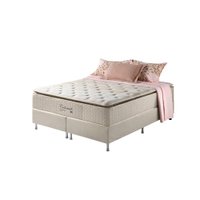 Cama Box King Bege + Colchão Molas Ensacadas Visco Gel Pillow Top Colorado 193x203x67cm