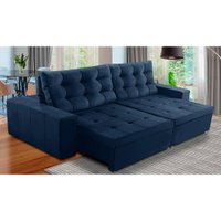 Sofá Retrátil e Reclinável 3 Lugares com Molas 2,30m Duda Suede Azul Adonai Estofados