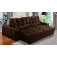 Sofá Retrátil e Reclinável 3 Lugares com Molas 2,30m Duda Suede Marrom Adonai Estofados