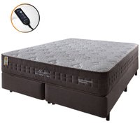 Cama Box Queen Marrom Mais Colchão Molas Ensacadas Magnético Massageador Memphis 158x198x67cm