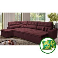 Sofá de Canto Retrátil e Reclinável Esquerdo 3,00x2,36m Molas Cama inBox Espanha Velusoft Vinho