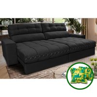 Sofá Retrátil e Reclinável 2,72m Molas Ensacadas Cama inBox Brasil Velusoft Preto