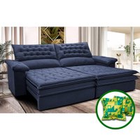 Sofá Retrátil e Reclinável 2,12m Molas Ensacadas Cama inBox Alemanha de Viscoelástico Velusoft Azul