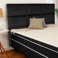 Cabeceira Estofada para Cama Box King 127x197CM Veludo BF Colchões Preto