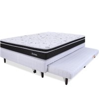 Cama Box Casal com Cama Auxiliar + Colchão Molas Superlastic com Pillow 138x188x54CM BF Colchões