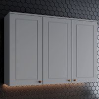 Armário Aéreo Cozinha Americana 3 Portas 100% MDF Branco HP C352 - Henn