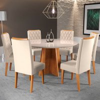 Mesa de Jantar 6 Lugares Virginia com Vidro
