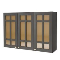 Armário Aéreo Cozinha 120 Cm 3 Portas 2 Prateleiras com Vidro 6171.26