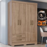 GUARDA-ROUPA 4 PORTAS BE12-10 2 GAVETAS COM PÉS BRANCO - BRIZ