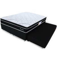 Cama Box Queen com Bicama Auxiliar Mais Colchão Molas Ensacadas com Pillow Top Certificado 158x198x59cm BF Colchões