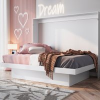 Cama de Casal Latino Articulável com Mesa de Estudos Branco