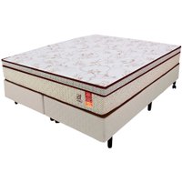 Cama Box King Colchão Molas Ensacadas + Box Microfibra Marrom Bege BF Colchões