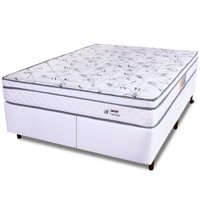 Cama Box Queen Colchão Molas Ensacadas com Pillow e Box Courvin - Branco BF Colchões