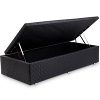 Box Baú Solteiro 88x188cm Microfibra Preto BF Colchões