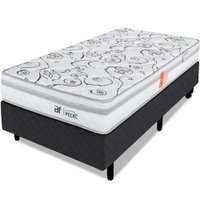Cama Box Solteiro com Colchão Ortopédico Dupla Face Firme 88x188cm BF Colchões Branco/Preto
