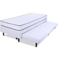 Cama Box Solteiro com Cama Auxiliar + Colchão de Espuma Selado Antialérgico 88x188x48CM BF Colchões