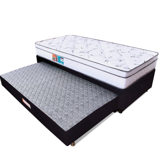 Cama Box Solteiro Colchão Molas Ensacadas com Pillow Bicama Colchão Espuma 88x188x58cm BF Colchões
