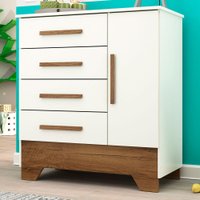 Cômoda Infantil Kids 1 Porta 4 Gavetas Branco