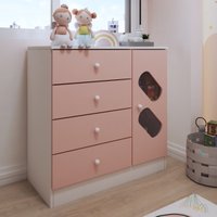 Cômoda Infantil Submarino 1 Porta 4 Gavetas Rosa