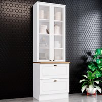 Cristaleira Americana 2 Portas 2 Gavetas - Henn Branco