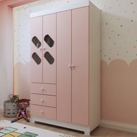 Guarda-Roupa Bebê Submarino 4 Portas 3 Gavetas Rosa