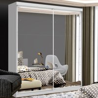 Guarda-Roupa Solteiro Lila 2 Portas de Correr 2 Gavetas Branco