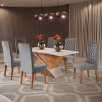 Mesa de Jantar 6 Lugares Poliana Cinza