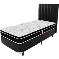 Cama Box Solteiro  com Pillow Molas Superlastic e Cabeceira 88x188x56cm BF Colchões